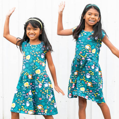 Dinosaur Eggs Cap Sleeve Dress with Pockets