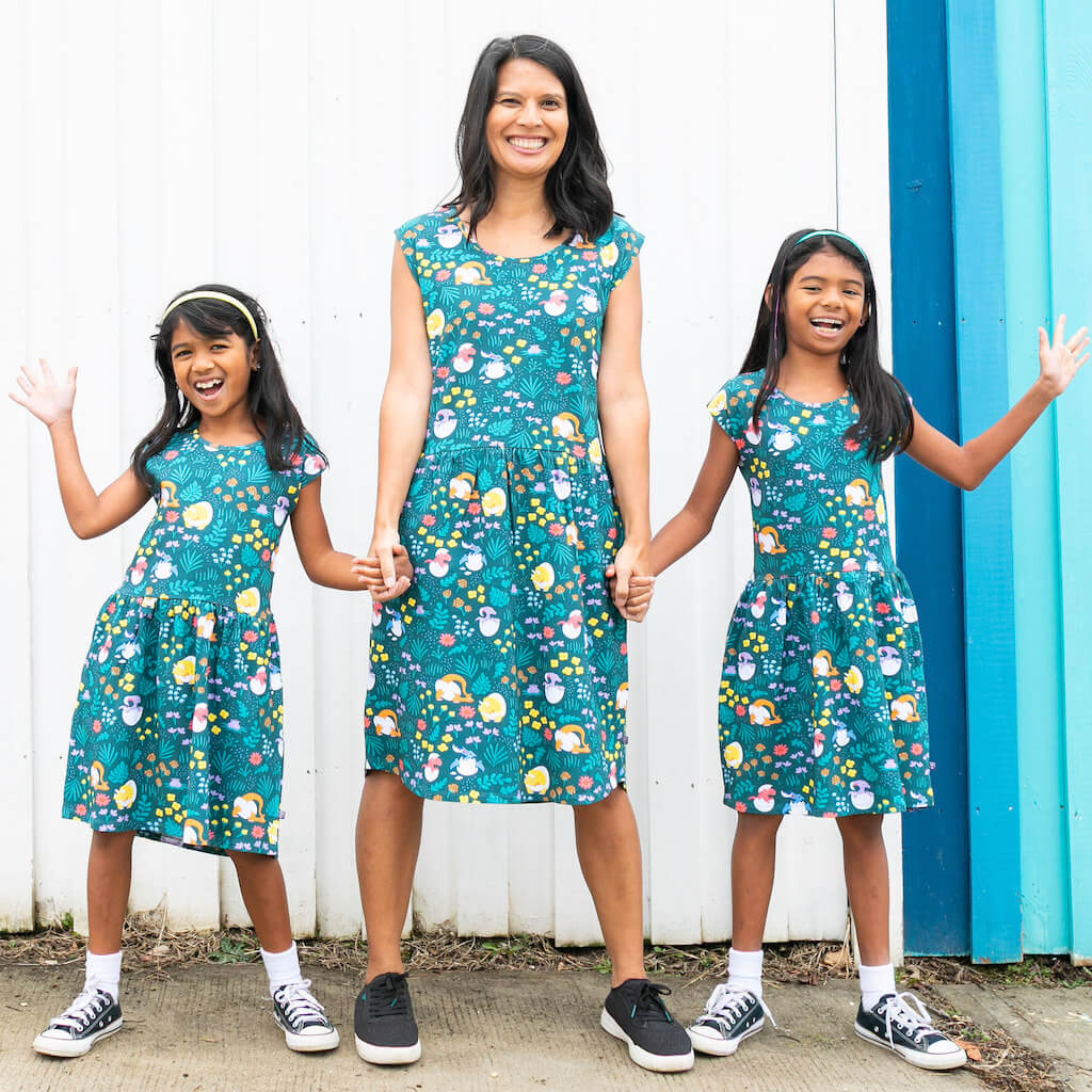 Adult Dinosaur Eggs Cap Sleeve Dress with Pockets