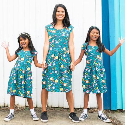 Adult Dinosaur Eggs Cap Sleeve Dress with Pockets