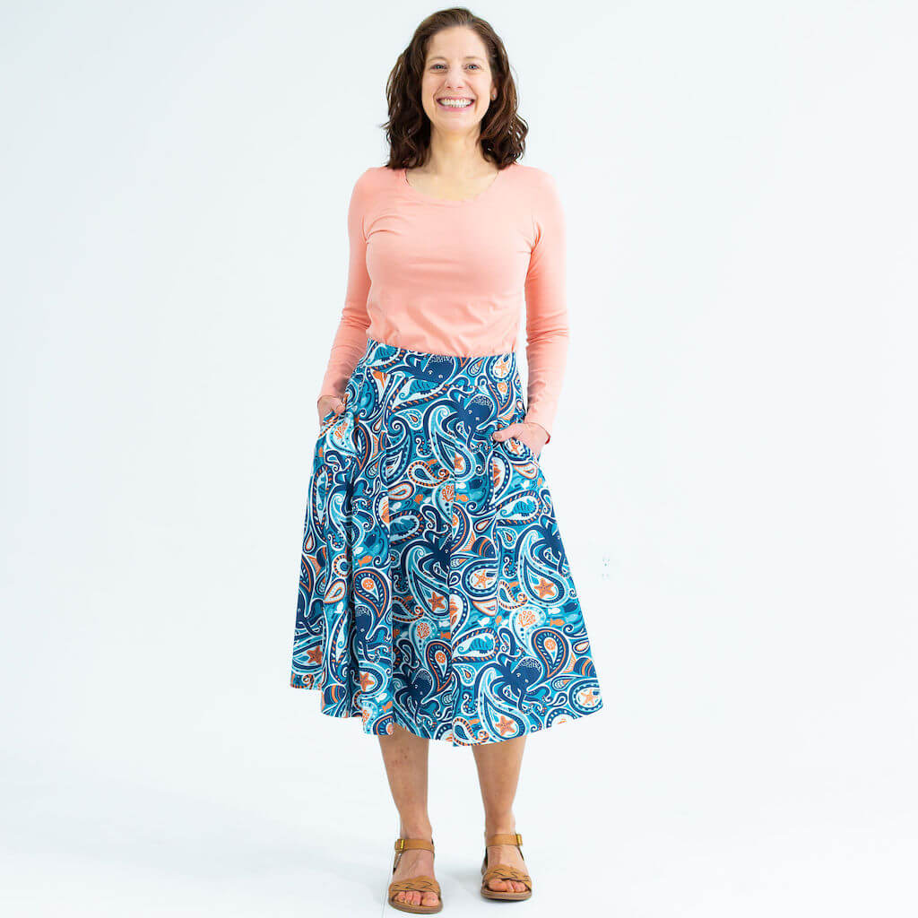 Adult "All Tide Up" OctoPaisley Skirt with Pockets