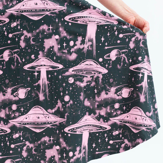 Adult "I Believe" Pink UFOs Skirt with Pockets