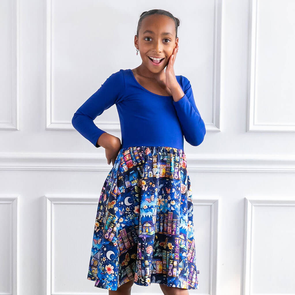 "A Little Night Reading" Bedtime Stories Dress with Pockets