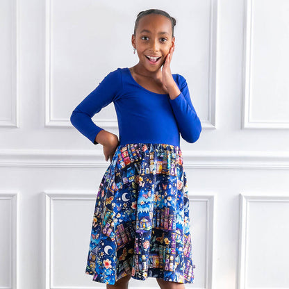 "A Little Night Reading" Bedtime Stories Dress with Pockets