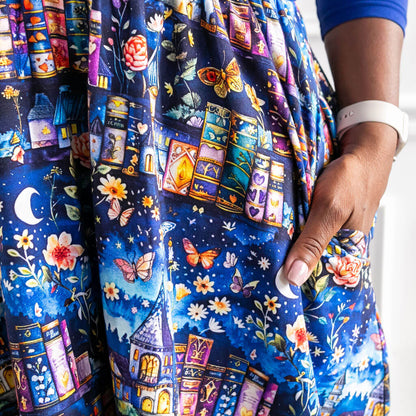 Adult "A Little Night Reading" Bedtime Stories Dress with Pockets