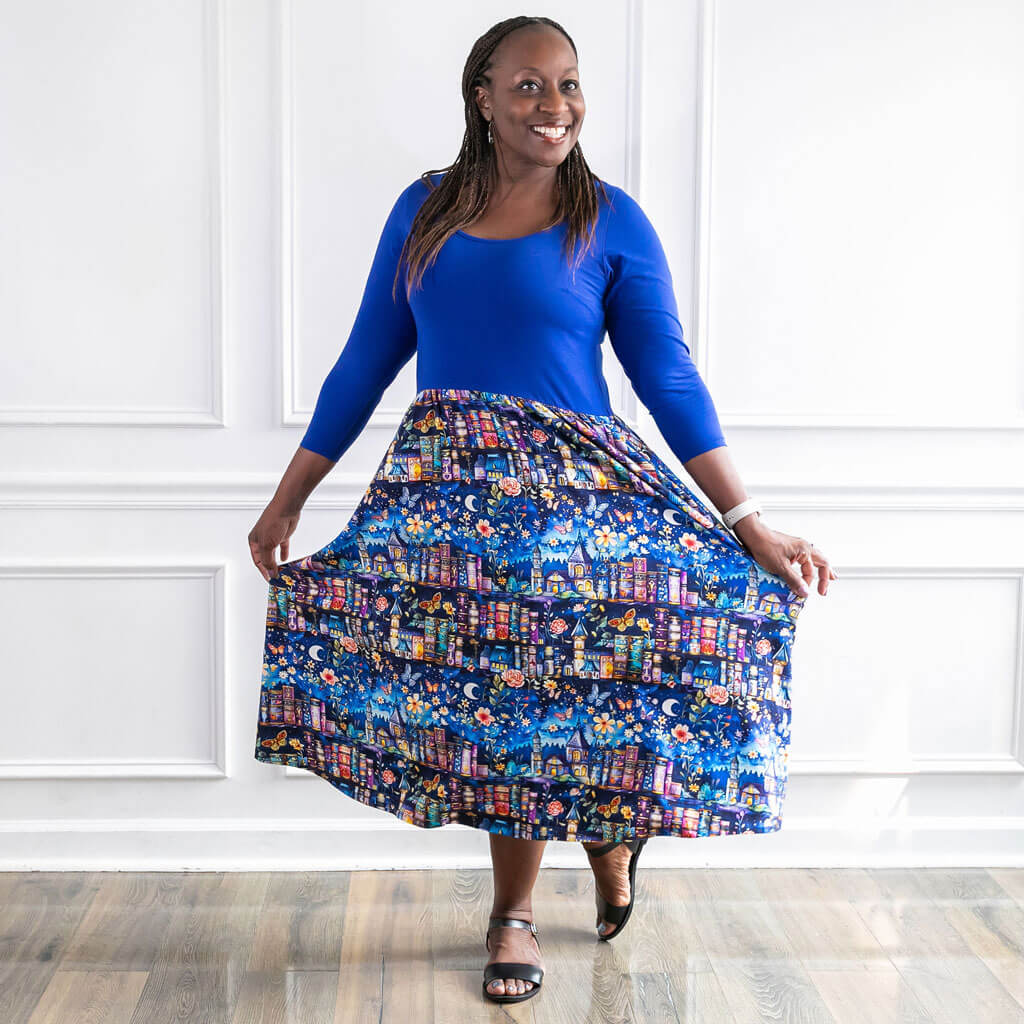 Adult "A Little Night Reading" Bedtime Stories Dress with Pockets