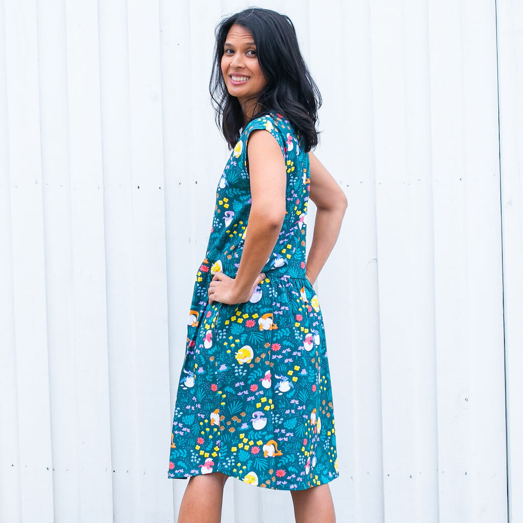 Adult Dinosaur Eggs Cap Sleeve Dress with Pockets