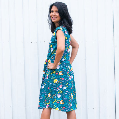 Adult Dinosaur Eggs Cap Sleeve Dress with Pockets