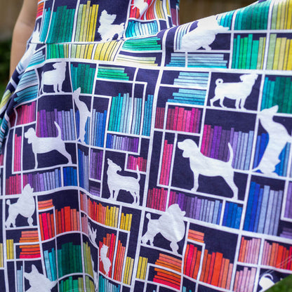 "Dog Eared" Rainbow Books & Dogs Super Twirler Dress with Pockets