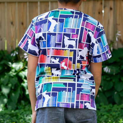 "Dog Eared" Rainbow Books & Dogs Henley Short Sleeve Tee