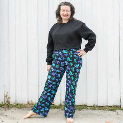 Adult "Wyrm & Cozy" Dragons Foldover Straight Leg Lounge Pants with Pockets