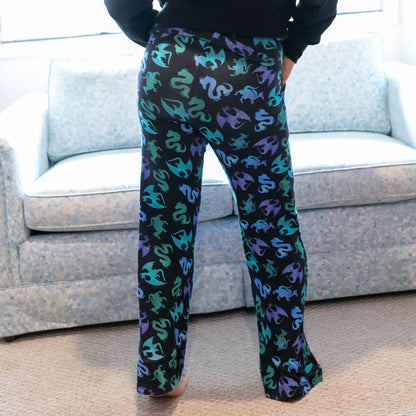Adult "Wyrm & Cozy" Dragons Foldover Straight Leg Lounge Pants with Pockets