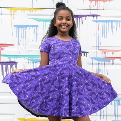 "Moondrakes" Night Stars Dragons Super Twirler Dress with Pockets