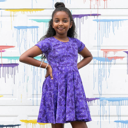 "Moondrakes" Night Stars Dragons Super Twirler Dress with Pockets