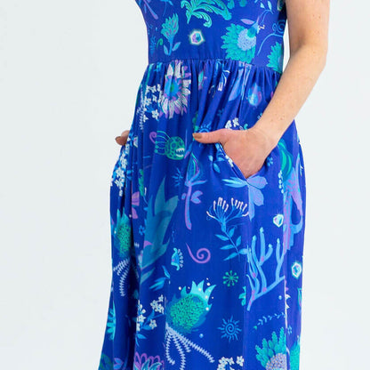 Adult "Beast Mode" Kaiju Monsters Short Sleeve Maxi Dress With Pockets