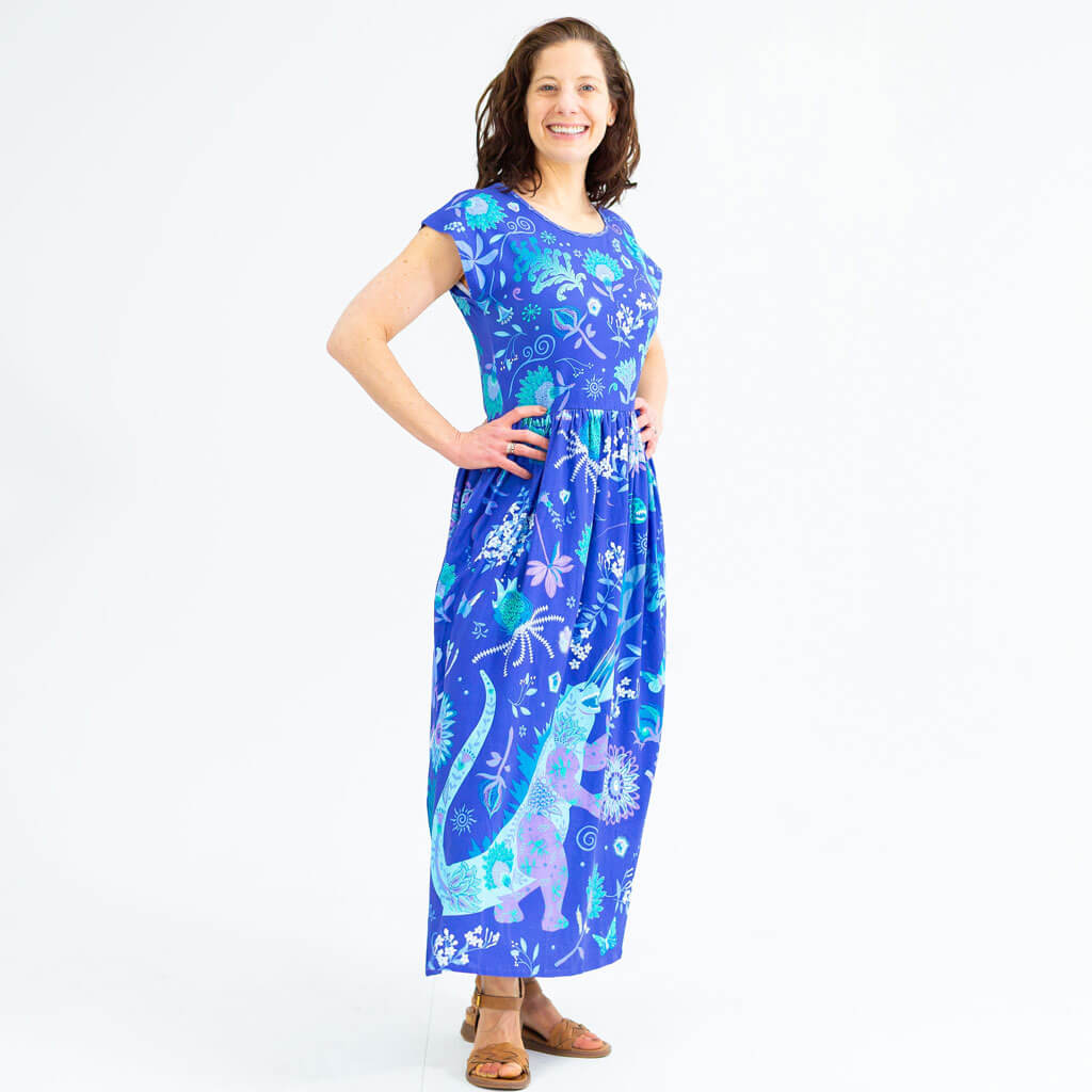 Adult "Beast Mode" Kaiju Monsters Short Sleeve Maxi Dress With Pockets