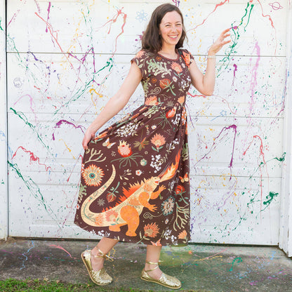 Adult "Beast Mode" Kaiju Monsters Short Sleeve Maxi Dress With Pockets