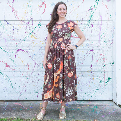 Adult "Beast Mode" Kaiju Monsters Short Sleeve Maxi Dress With Pockets