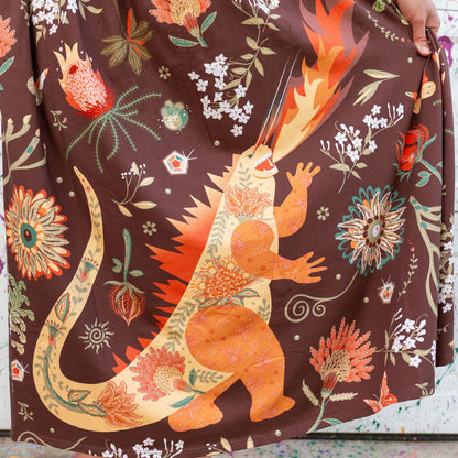 Adult "Beast Mode" Kaiju Monsters Short Sleeve Maxi Dress With Pockets