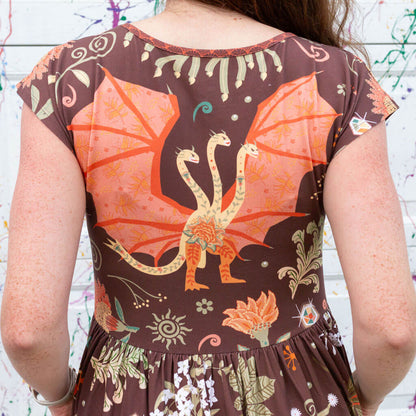 Adult "Beast Mode" Kaiju Monsters Short Sleeve Maxi Dress With Pockets
