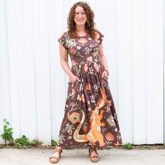 Adult "Beast Mode" Kaiju Monsters Short Sleeve Maxi Dress With Pockets