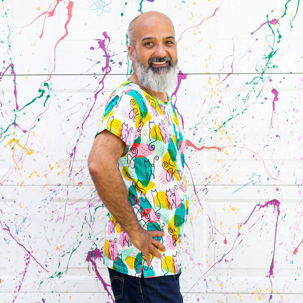 Adult Art Cats Henley Short Sleeve Tee