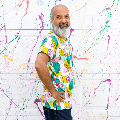 Adult Art Cats Henley Short Sleeve Tee