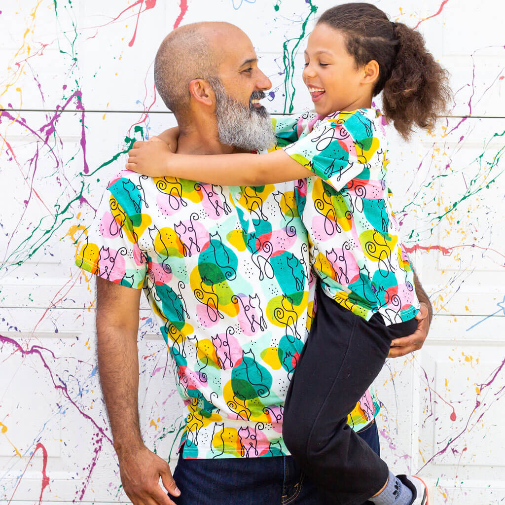 Adult Art Cats Henley Short Sleeve Tee