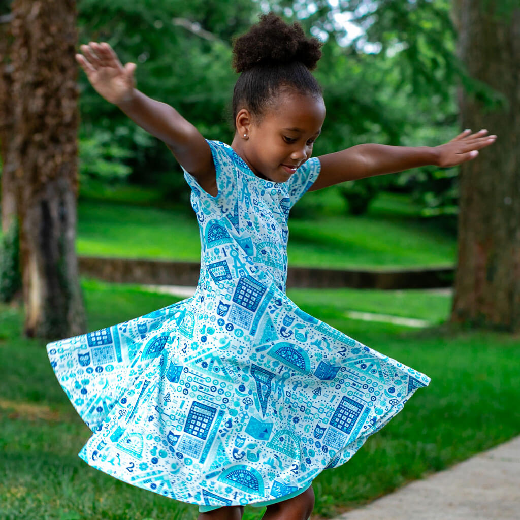 "Math Rules!" School Supplies Super Twirler Dress with Pockets