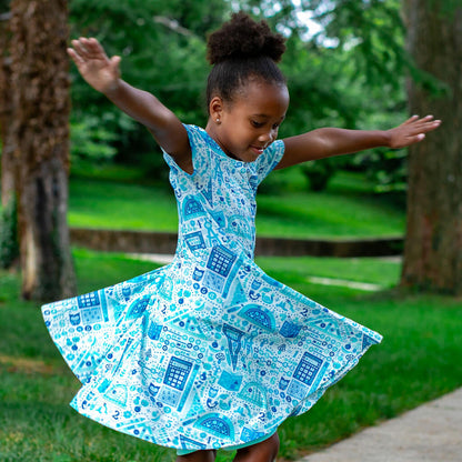 "Math Rules!" School Supplies Super Twirler Dress with Pockets