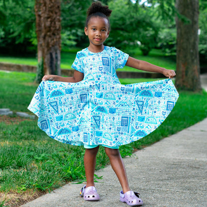 "Math Rules!" School Supplies Super Twirler Dress with Pockets