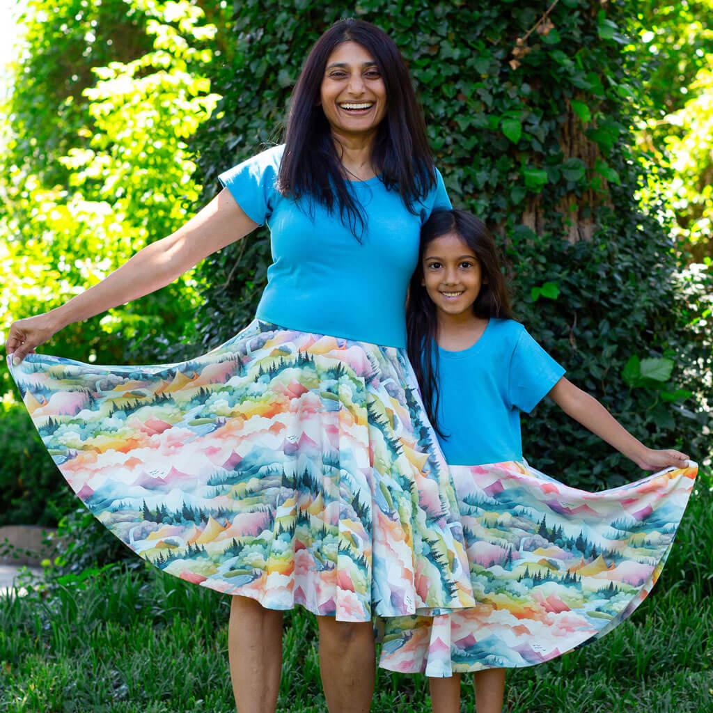 "Alpenglow" Mountain Landscape Super Twirler Dress with Pockets