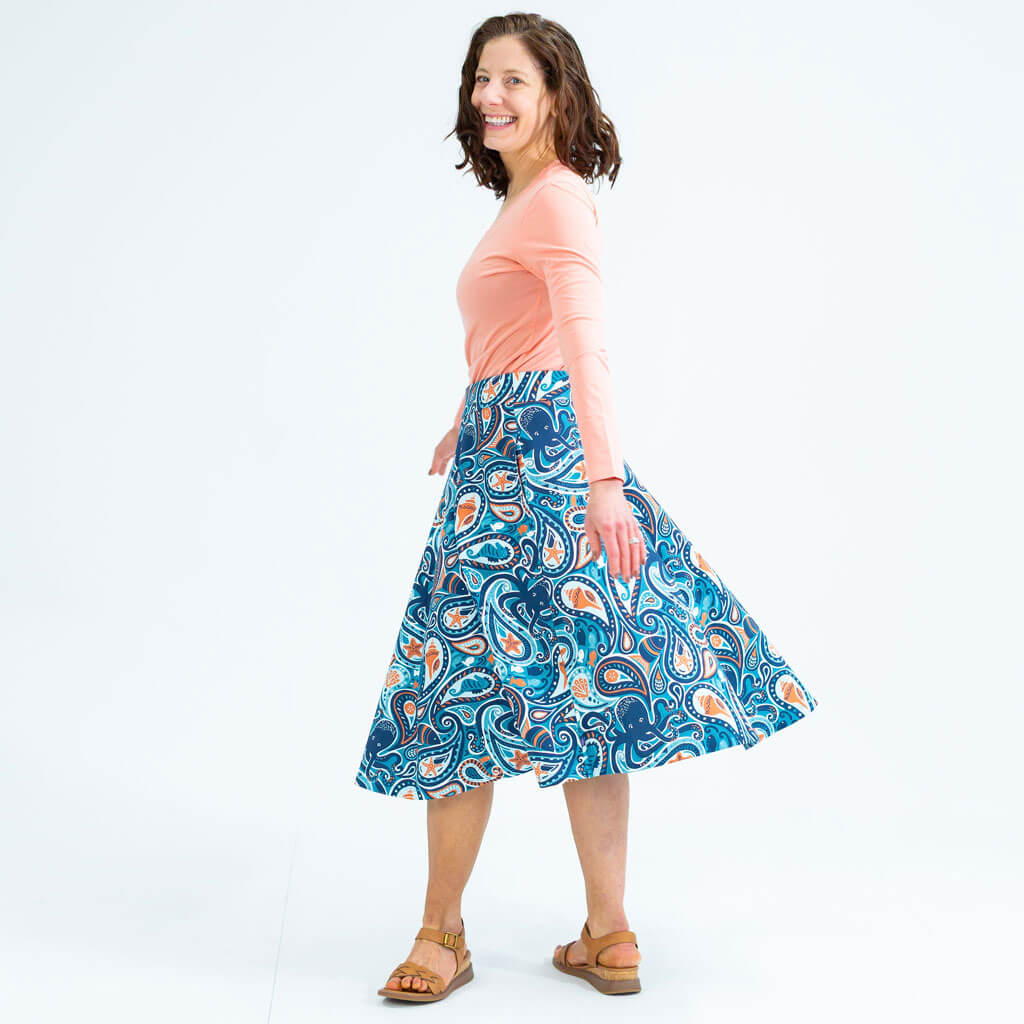 Adult "All Tide Up" OctoPaisley Skirt with Pockets