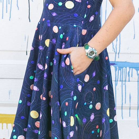 "Circling Back" Planets & Orbits Super Twirler Dress with Pockets