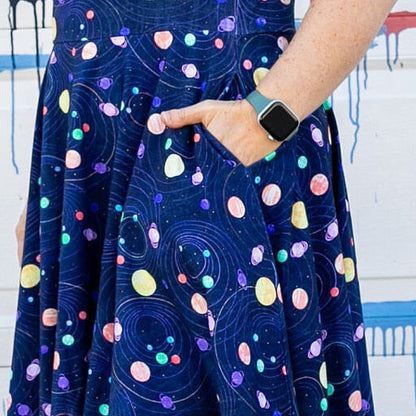 Adult "Circling Back" Planets & Orbits Super Twirler Dress with Pockets