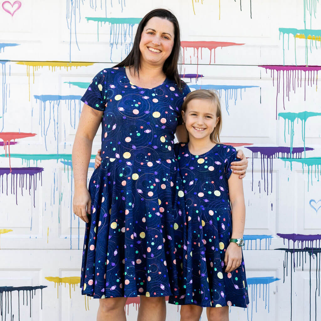 Adult "Circling Back" Planets & Orbits Super Twirler Dress with Pockets