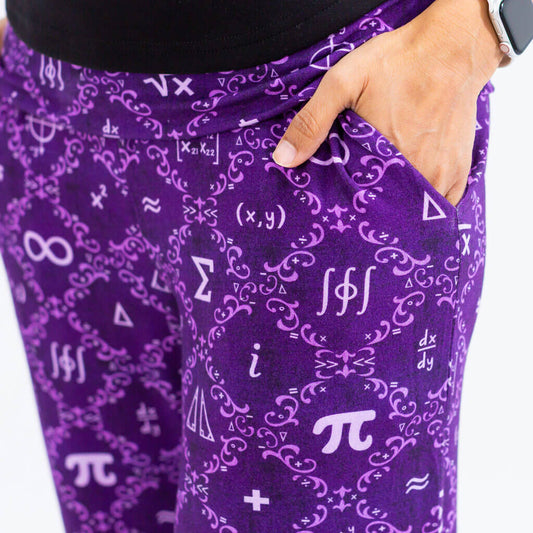 Adult "Irrationally Comfortable" Pi Damask Foldover Straight Leg Lounge Pants with Pockets