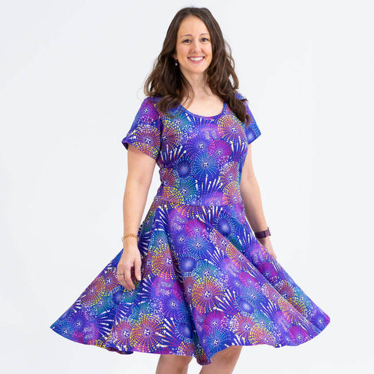 Adult "Pi-rotechnics" Pi Fireworks Super Twirler Dress with Pockets