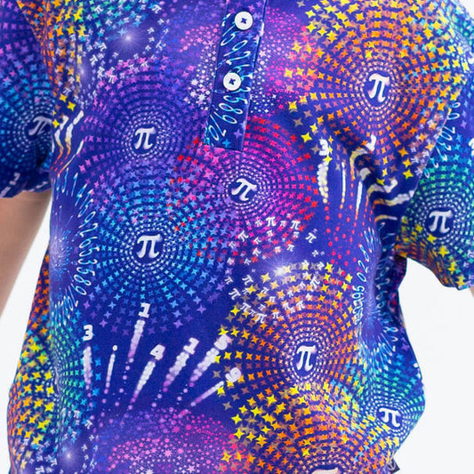 "Pi-rotechnics" Pi Fireworks Henley Short Sleeve Tee