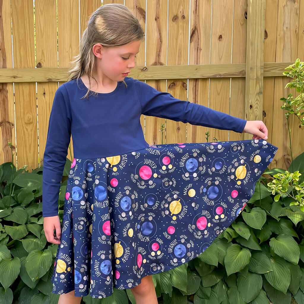 "Night Lights" Planets and Moons Super Twirler Dress with Pockets