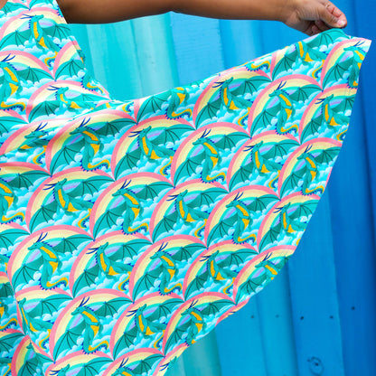 Rainbow Arc Dragons Sleeveless Play Dress with Pockets