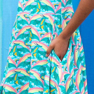 Rainbow Arc Dragons Sleeveless Play Dress with Pockets