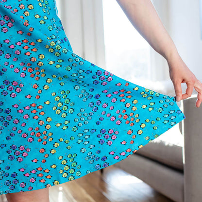 Adult "Summer School" Rainbows of Fish Sleeveless Dress with Pockets