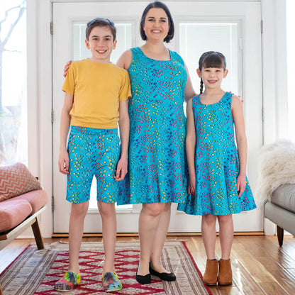 Adult "Summer School" Rainbows of Fish Sleeveless Dress with Pockets