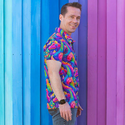 Adult Rainbow Scales Dragons Short Sleeve Polo Shirt