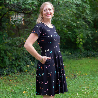 Adult "Jeepers Creepers" Spooky Eyes A-Line Dress with Pockets