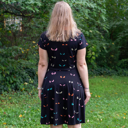 Adult "Jeepers Creepers" Spooky Eyes A-Line Dress with Pockets