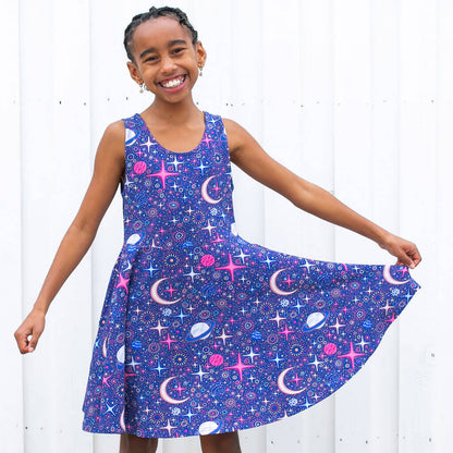 Sparkling Space Sleeveless Play Dress with Pockets