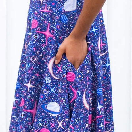 Sparkling Space Sleeveless Play Dress with Pockets