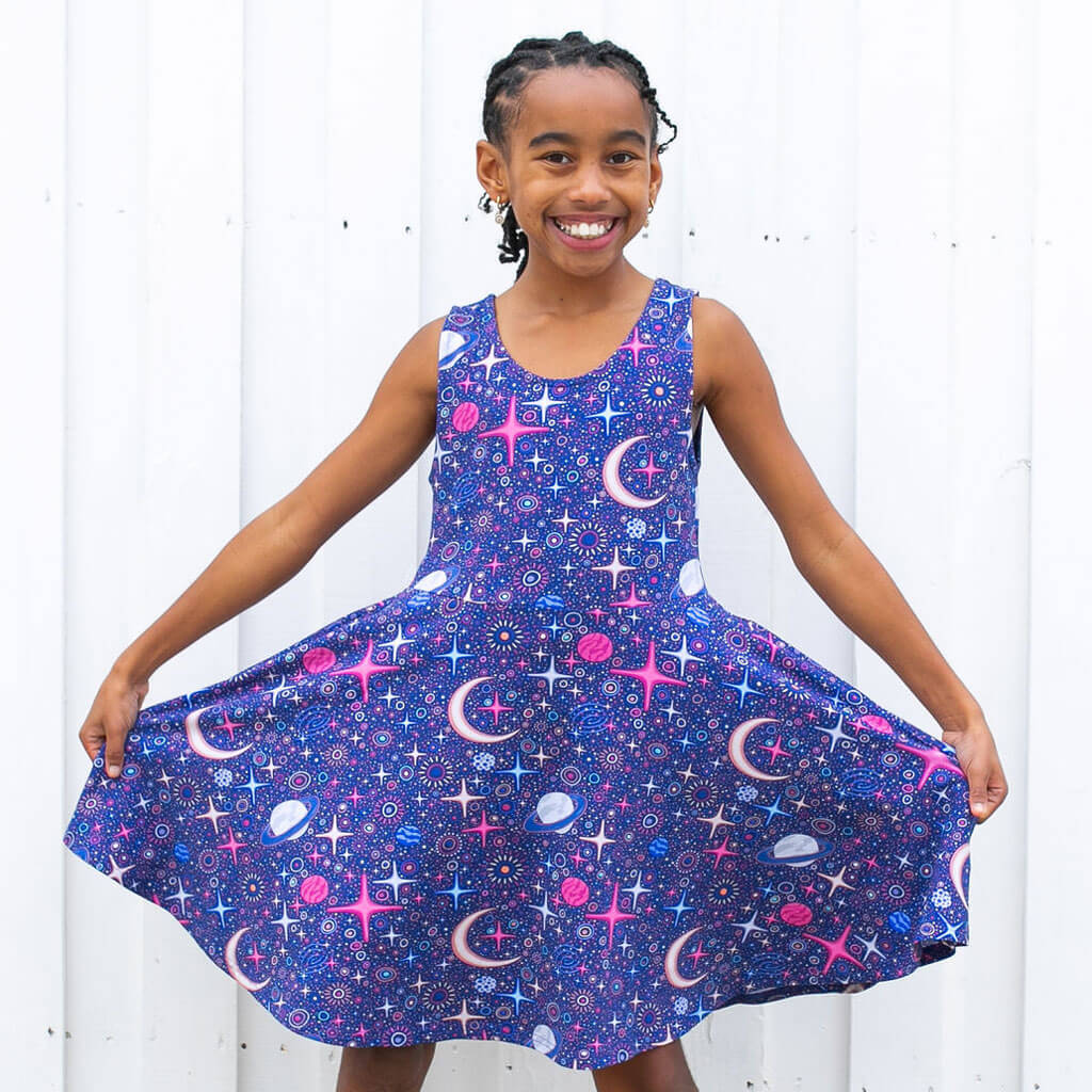 Sparkling Space Sleeveless Play Dress with Pockets