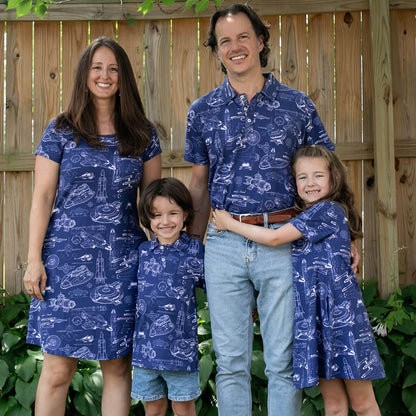 "Some Assembly Required" Starship Blueprints T-Shirt Dress with Pockets